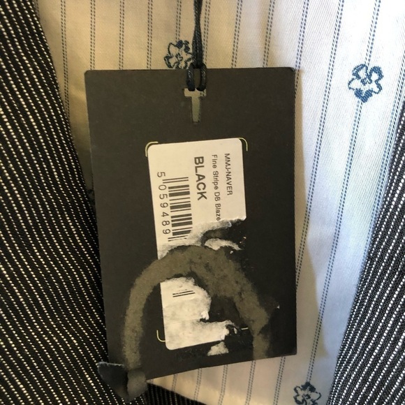 Ted Baker Black Naver-Fine Striped Linen Double-Breasted Blazer 4 40 - Picture 14 of 16